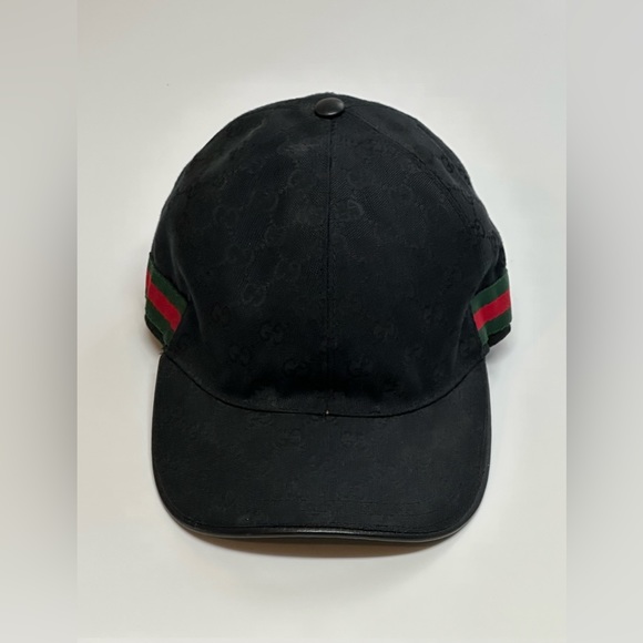 Gucci Original Men’s Canvas Hat With Web|XXL Strap Back Adjustable Cap|Black - Picture 5 of 9